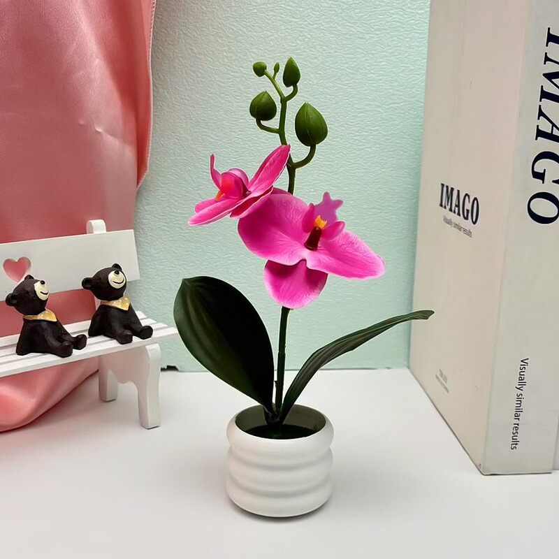クロスボーダーのシミュレーション胡蝶蘭盆栽花付きデスクトップ装飾プラスチック造花盆栽撮影植木鉢置物花頭|undefined