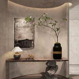 海虹雅林假花仿真花摆设感逼真客厅轻奢中古绿植装饰花艺摆件