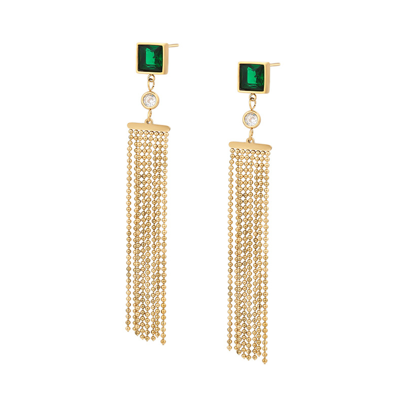 Xuping acero inoxidable 14k color largo orejas bordas temperamento popular estilo estilo de personalidad europeo y americano pendientes transfronterizos al por mayor mujeres