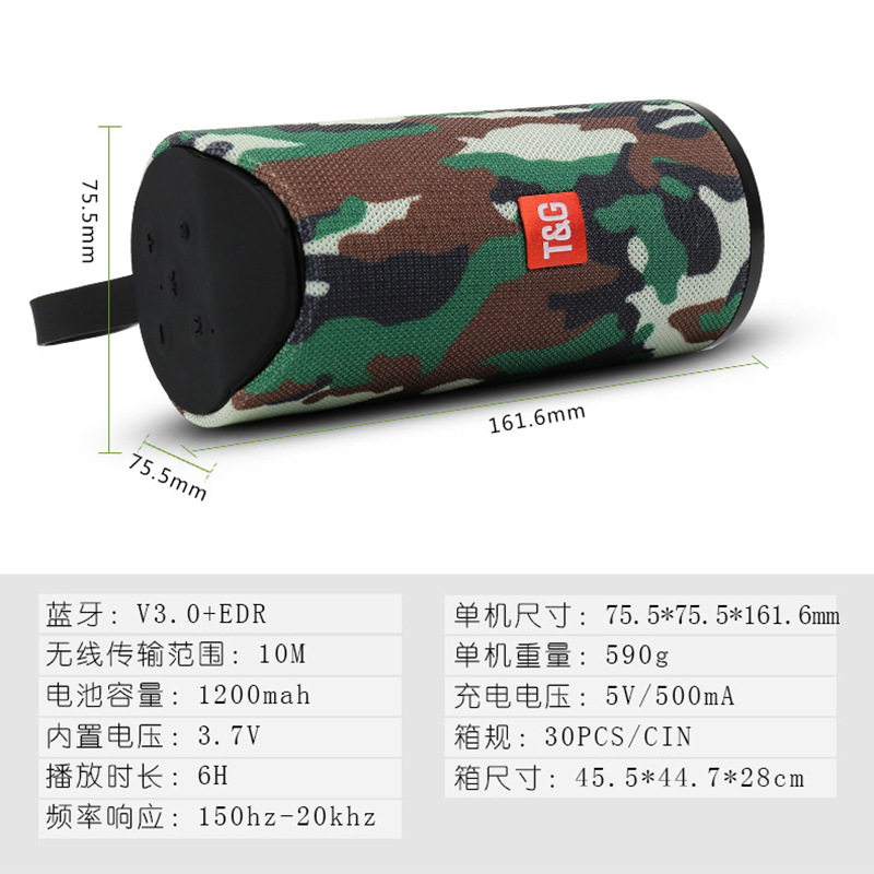 Altavoz portátil TG113, inalámbrico Bluetooth, pequeño altavoz para móvil, tejido, regalo de exterior