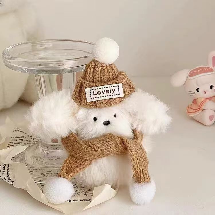 Ins lindo peluche perro muñeca colgante muñeca pareja bolsos llaveros bolsos colgante muñeca decoración