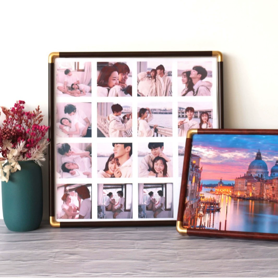 Новый китайский стиль имитация медных угловых рамок с закругленными углами ПВХ фоторамка, каллиграфия, монтаж, декоративная рамка, декоративная стенка фото стены