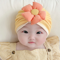 嬰兒帽子春秋薄款女寶寶印度帽護囟門洋氣可愛公主嬰幼兒包頭胎帽