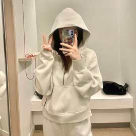 lulu原标卫衣scuba连帽半拉链瑜伽服运动长袖女短款宽松外套 秋冬