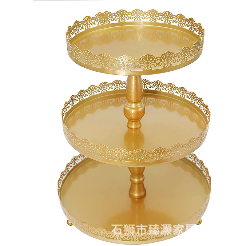 Estilo europeo Dim Sum Plato de postre Boda de tres pisos Plato de fruta Sala de estar Fiesta de cumpleaños