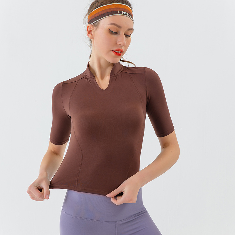 Lulu misma ropa de Yoga para Mujeres primavera y verano nube sensación delgada correr deportes Top adelgazamiento de secado rápido transpirable fitness manga corta