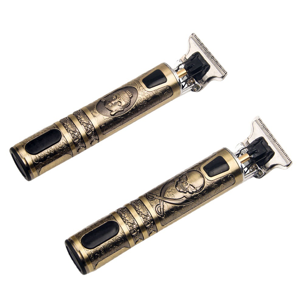 理发器跨境USB充电T9复古油头推雕刻小推子数码显示家用剃头发器