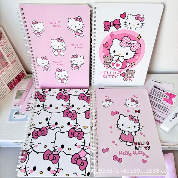 Cute Cartoon Cat A5 Spiral Notebook with Thick Pages for Students, Suitable for Homework