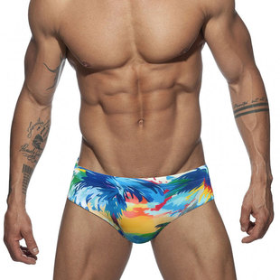 UXH New Men's Ink Art Abstract Beach Sunset Printed Swim Triangle Trunks Cross Border Sports Triangle Men