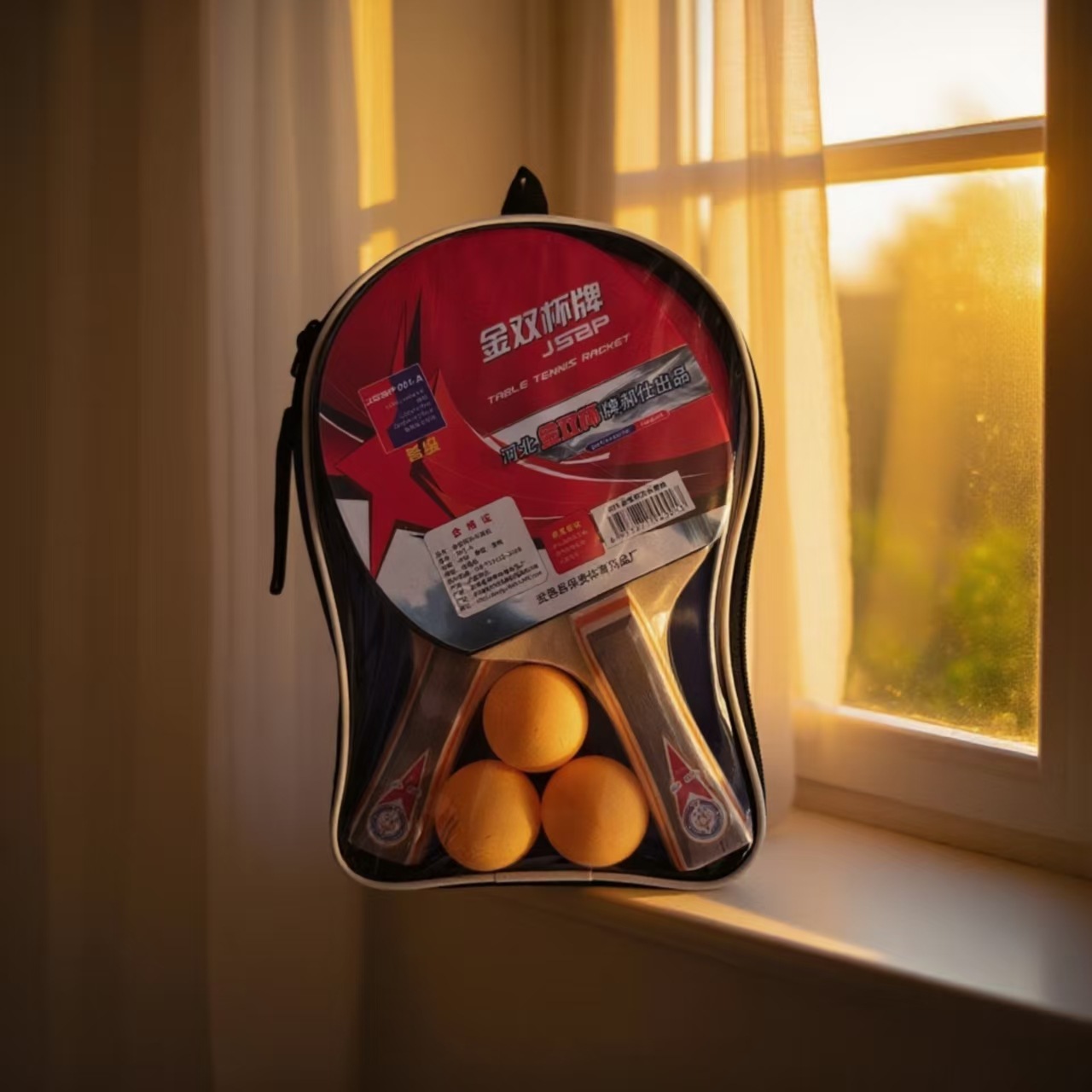 Golden Double Cup Series Sturdy Straight-Racket Table Tennis Paddle for Adults and Children, Beginners' Horizontal and Vertical Table Tennis Paddle