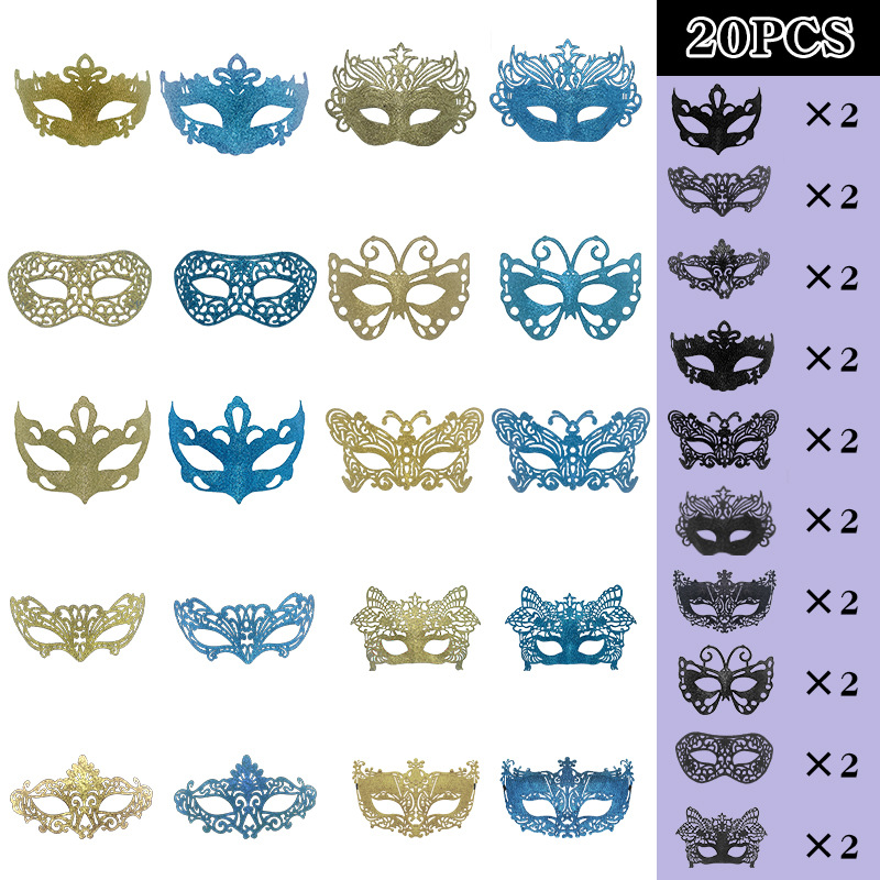 2025 Amazon nuevo carnaval europeo y americano polvo agujero conjunto de máscaras combinadas máscaras de baile de maquillaje