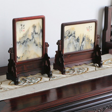 老挝大红酸枝插屏 红木砚屏 实木复古屏风 古典木质台屏工艺礼品