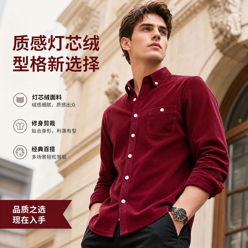 New style men's long-sleeved casual button-down shirt with a textured fleece collar, loose fit, solid color, and wrinkle-resistant New style men's long-sleeved casual button-down shirt with a textured fleece collar, loose fit, solid color, and wrinkle-resistant