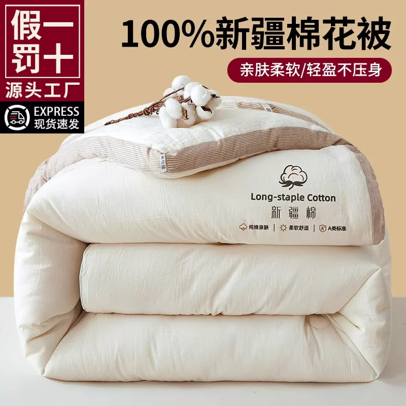 A类100%新疆棉花被加厚冬被春秋被纯棉被子学生宿舍全棉保暖被芯