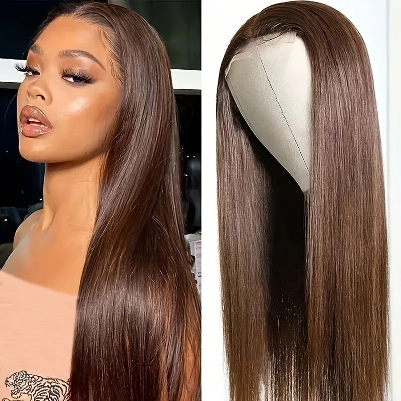 Inventario al por mayor Europa y los Estados Unidos compran calor transfronterizo damas cabello recto frente peluca de encaje cubierta de fibra química image 7
