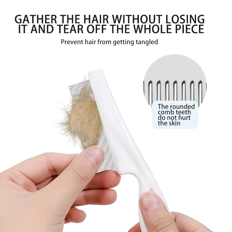 Venta caliente de Amazon peine de pulgas para mascotas para eliminar el vello flotante y eliminar las pulgas, piojos, dientes densos, peine de aguja, limpieza de mascotas, belleza