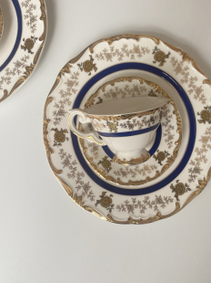 Luxurious Vintage Gilt Ceramic Coffee Cup and Saucer Set, Small Espresso Cup with Matching Dessert Plate