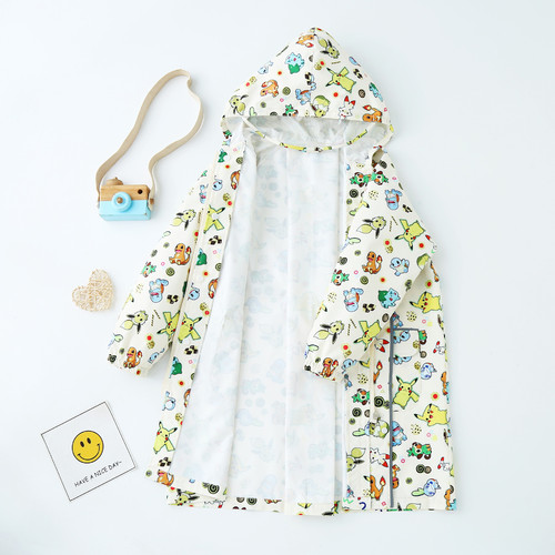 Cartoon Pokémon children's raincoat, waterproof long one-piece raincoat and poncho for boys and girls, baby and toddler with school bag