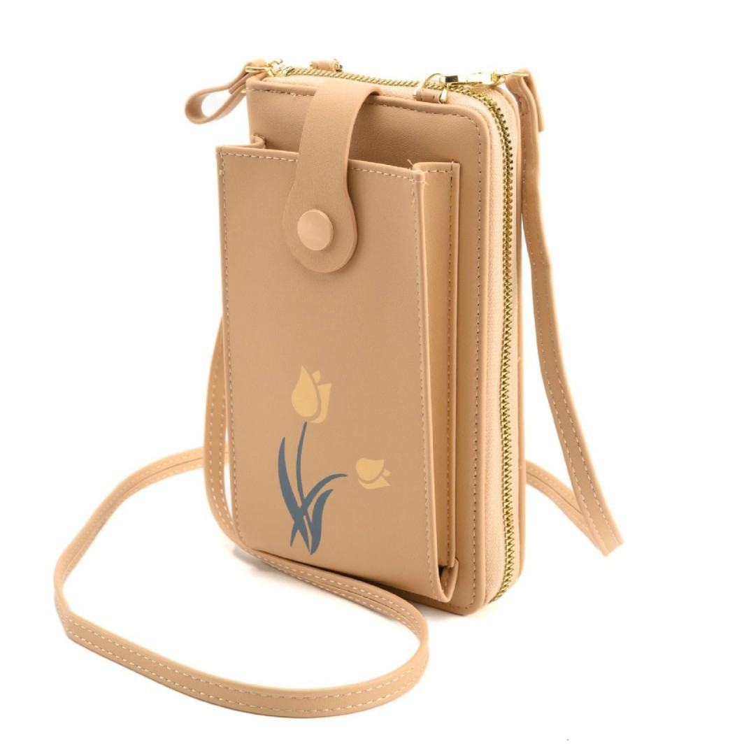 2023 nueva bolsa de mensajero de hombro impreso larga cartera multi-tarjeta de gran capacidad flor teléfono bolsa