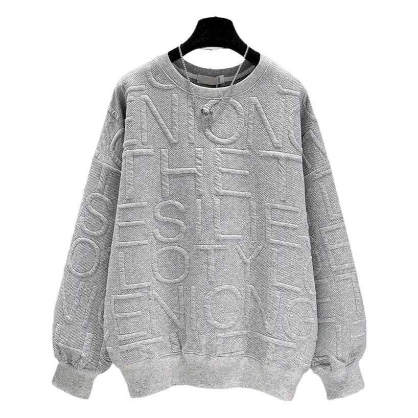 Весна и осень 2022 года Свитер средней длины, мужской и женский с трехмерными буквами, модный тонкий Свободный Топ без шапки с круглым вырезом и длинными рукавами