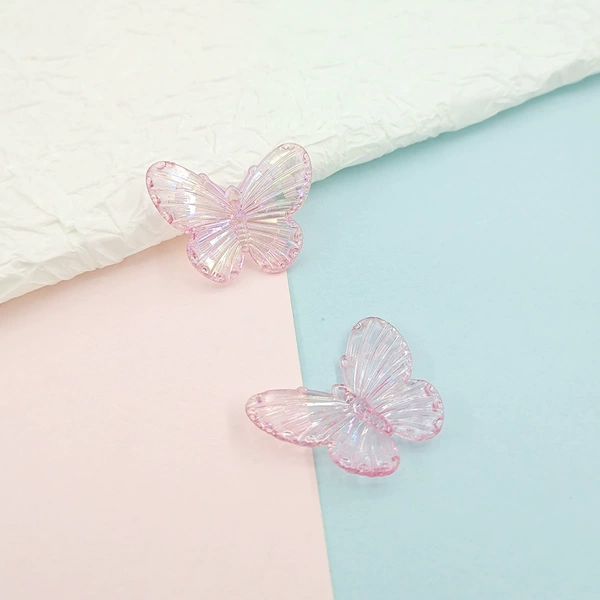 Transparent pink AB plating butterfly