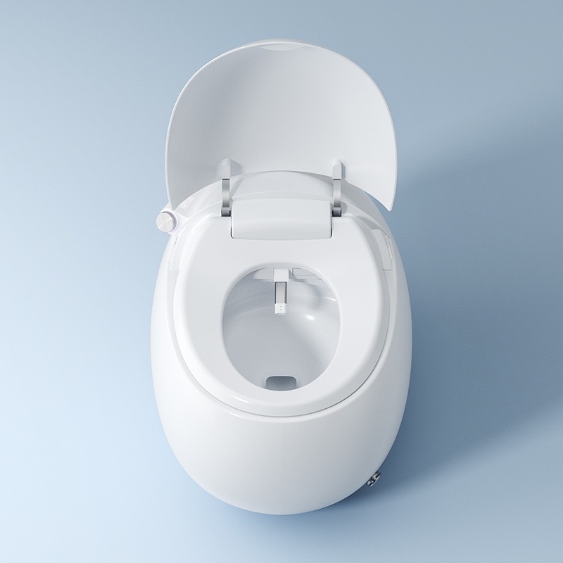 inodoro inteligente en forma de huevo tipo integral totalmente automático con tapa volante con tanque de agua escudo de espuma de voz tipo calentamiento instantáneo asiento de inodoro