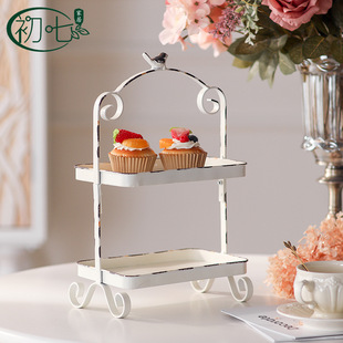 French style light luxury desktop fruit tray vintage iron decoration photography props multi-layer storage rack