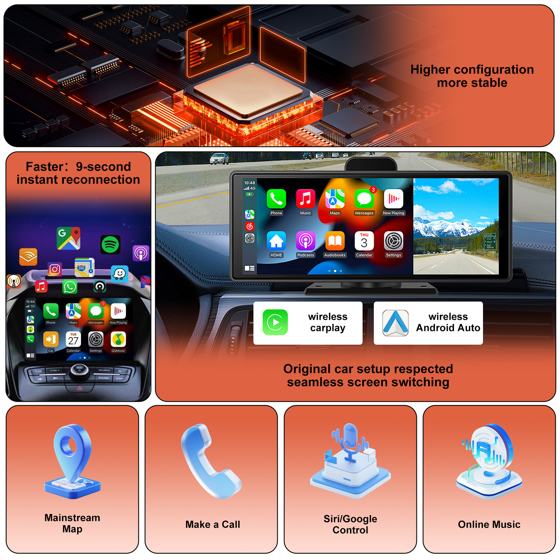 Cp030-1 Original Wired to Wireless Carplay Car Connectivity Box, Popular on Temu, Apple Color Car Box