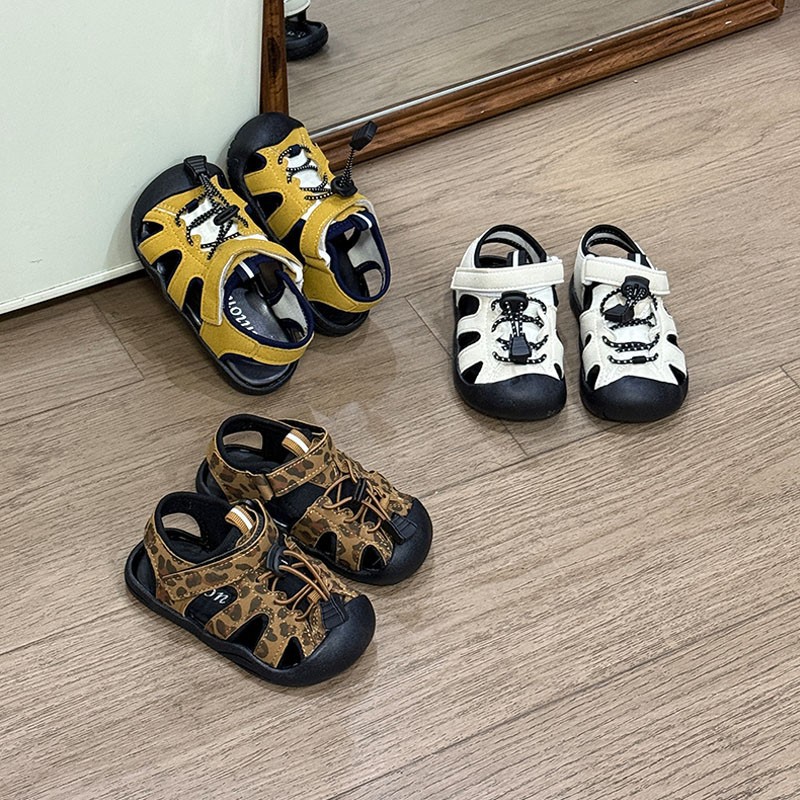 Breathable Kids Water Sports Sandals With Toe Guard - Lightweight Hook & Loop Walking Shoes For Toddlers 1-3 Years, Unisex Summer Play Shoes_voghion.com