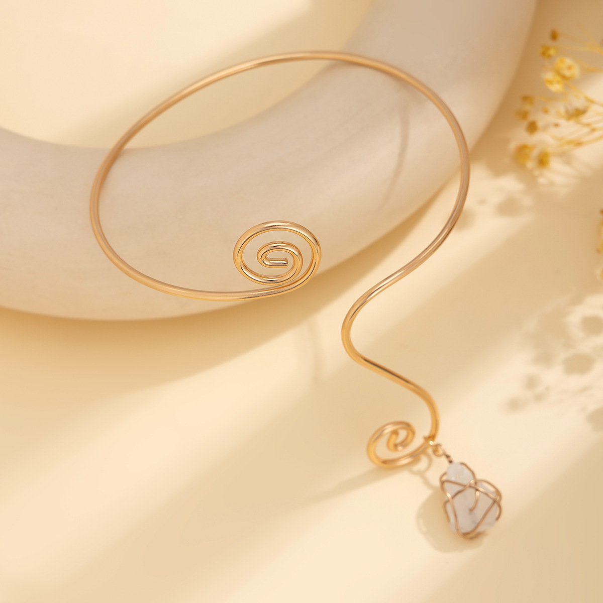 Wholesale Jewelry Simple Style Geometric Iron December Birthstone Turquoise Inlay Arm Bracelet display picture 23