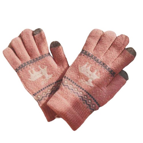 Factory wholesale autumn and winter new Christmas deer touch screen gloves, warm and thickened fleece gloves, cute for riding