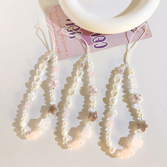 韓系ins奶油白愛心串珠鏈條星星手提鏈ccd相機吊墜掛飾手機掛繩女