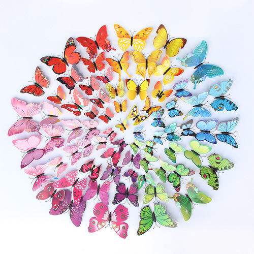 12 simulated butterflies creative home background butterfly three-dimensional stickers children's room wall decoration 3d butterfly wall stickers