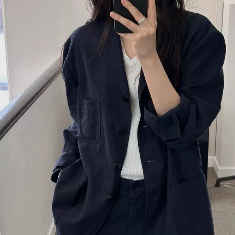 In Stock: New Spring Korean Style Not*Ing Written Lapel Single-Breasted Blazer Casual Relaxed Fit Jacket for Women