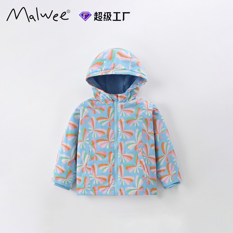 malwee girls' fleece-lined windbreaker coat autumn and winter new European and American children's hooded zipper shirt long sleeve children's clothing malwee girls' fleece-lined windbreaker coat autumn and winter new European and American children's hooded zipper shirt long sleeve children's clothing