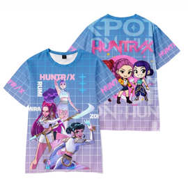 2025新款K-POP猎魔女团动漫卡通亲子装童装儿童3D数码印花短袖T恤