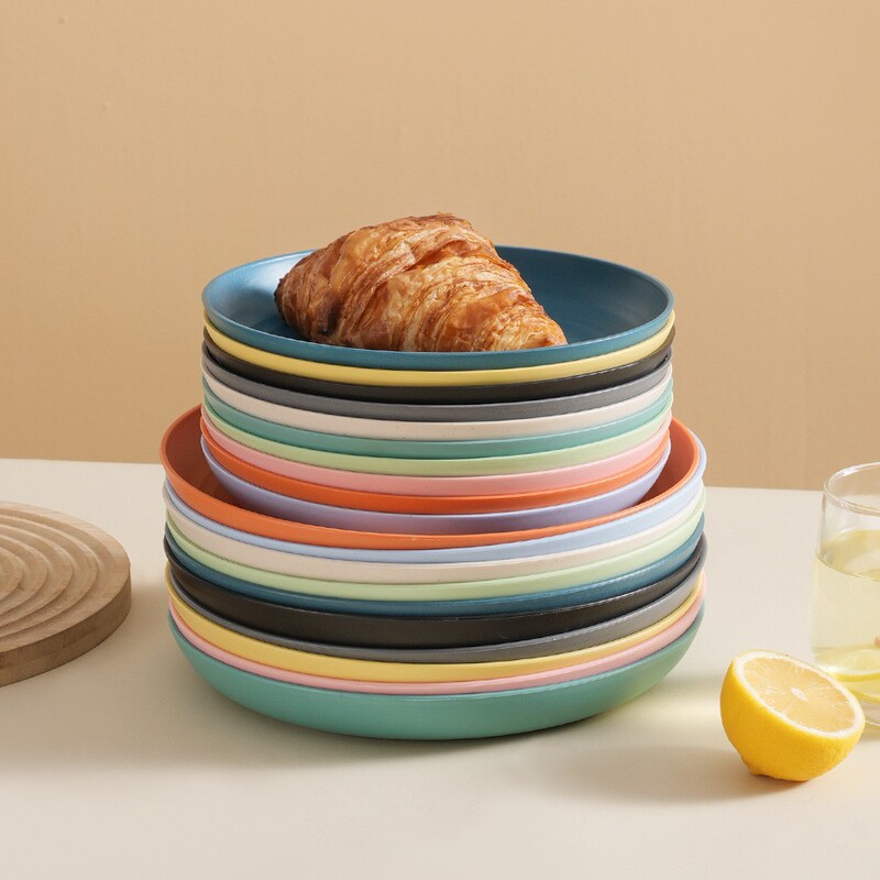 Wheat Straw Dinner Plates for Home Use, Round Plates in Multiple Colors, Microwave-Safe, High-Temperature Resistant Plastic Plate Tableware Set Wheat Straw Dinner Plates for Home Use, Round Plates in Multiple Colors, Microwave-Safe, High-Temperature Resistant Plastic Plate Tableware Set