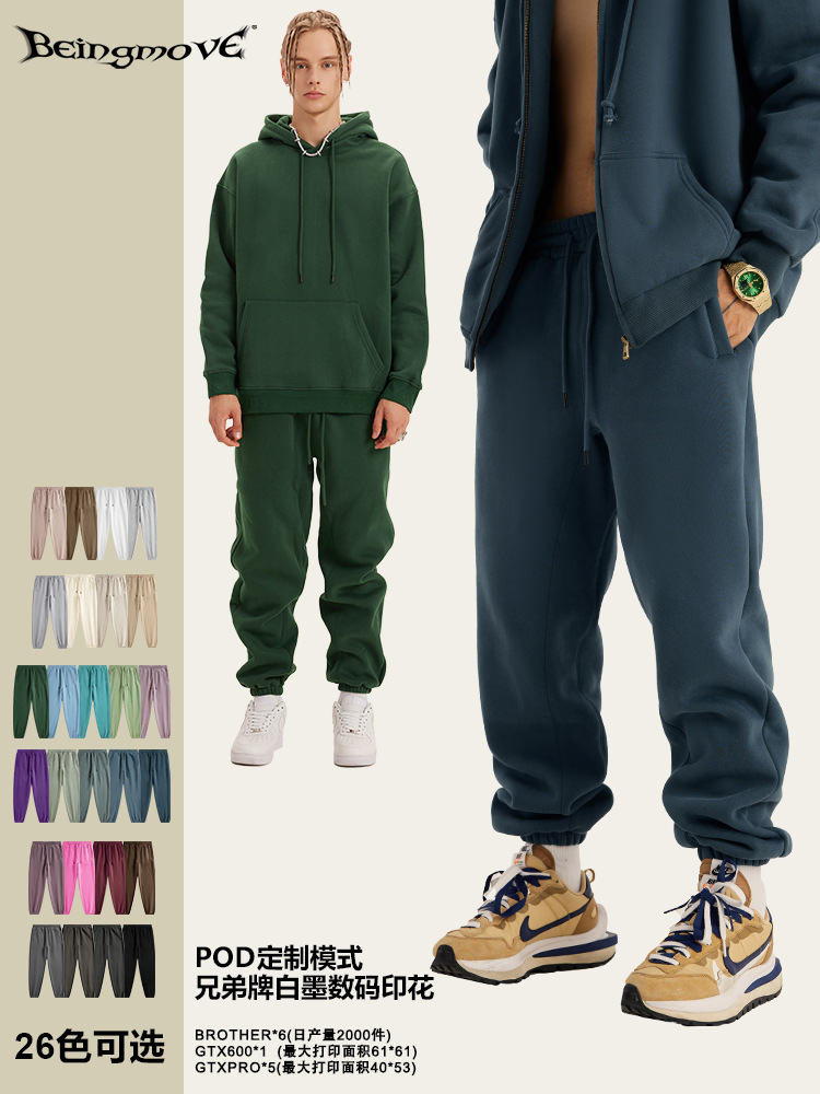 2025 otoño e invierno nuevo estilo calle alta color sólido pantalones sueltos casual marca de moda americana más pantalones de chándal engrosados de terciopelo