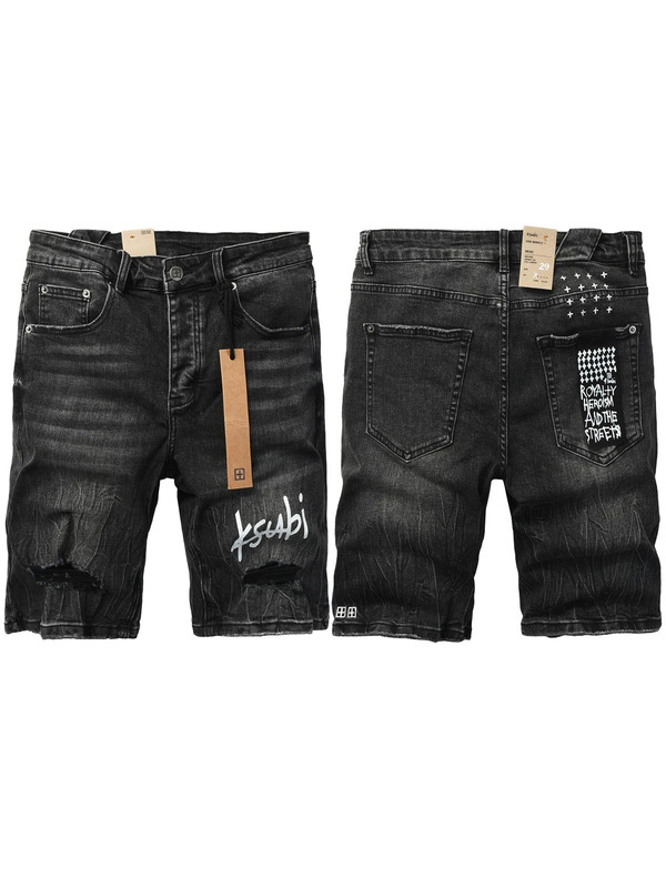 European and American Trendy Brand Hiphop Jeans Street Fashion Hip-Hop Distressed Vintage Ksubi Denim Shorts for Men and Women