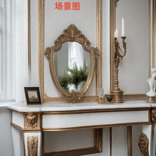 Nordic retro style old gold relief hanging mirror picture frame home model room decoration famous house living room hanging wall mirror