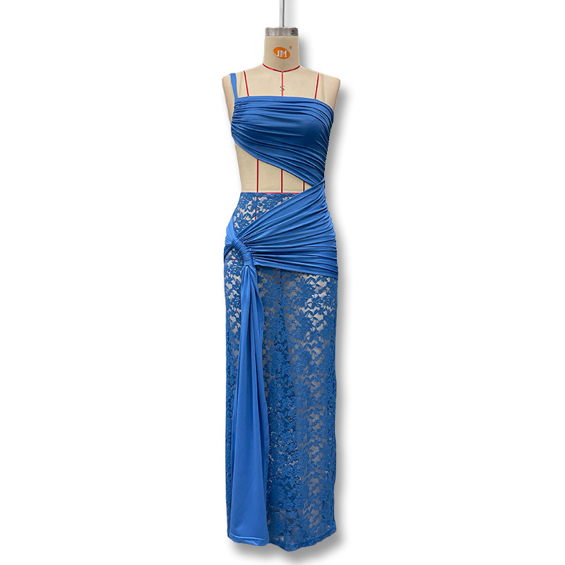 Women's Summer Sexy Backless Hollowed out Strapless Top And Slim Fit Skirt Set Cross Border Wholesale Clothing_ecoleips.com