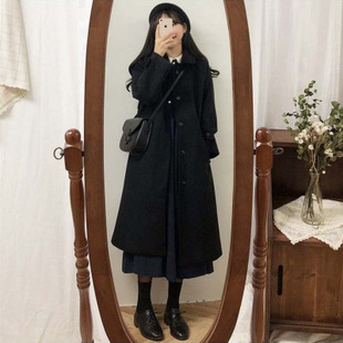 Plus Size Woolen Outwear Women's Mid-Length Autumn and Winter New Korean Style Loose Slimming Look Thickeneded Knee-Length Woolen Outwear