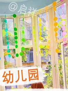 Kindergarten Environmental Creation Pendant Colorfulful Round Plastic Sheet Kidsren's Transparent Graffiti Painting Board Aerial Pendant Atmosphere