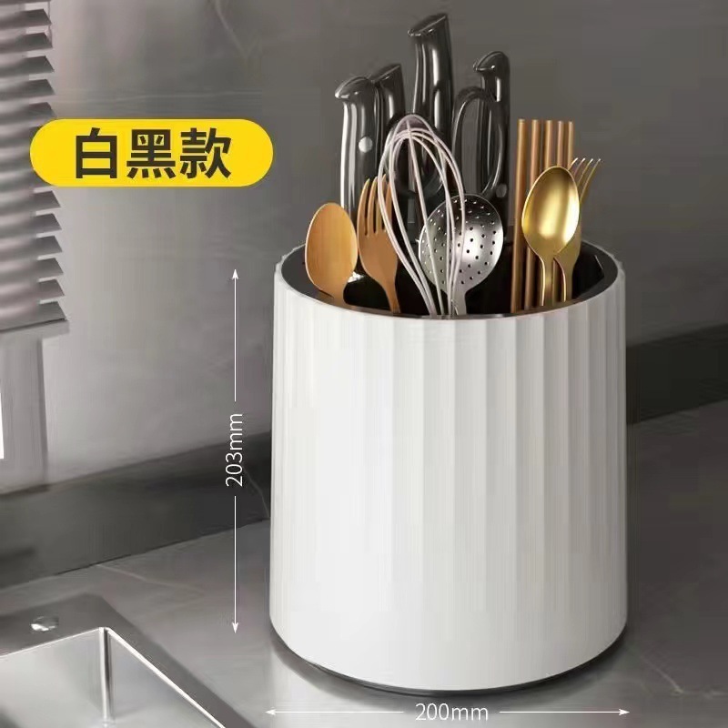 家庭用回転包丁ホルダースプーンフォーク箸笼キッチン用品一体収纳多机能ナイフホルダーホルダー|undefined