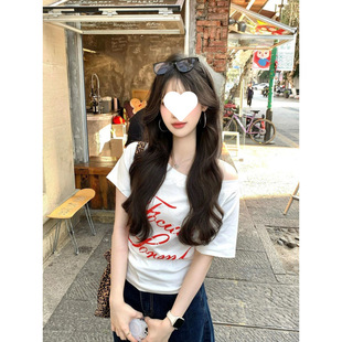 % No Pilling American Retro Summer New Loose Casual Versatile Printed Asymmetrical Design