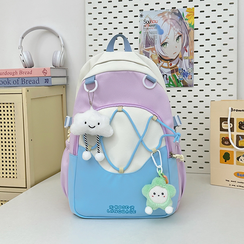 Mochila escolar de todo fósforo para niña fresca, salida de primavera, mochila ligera y pequeña, mochila de estudiante de color de contraste, mochila escolar