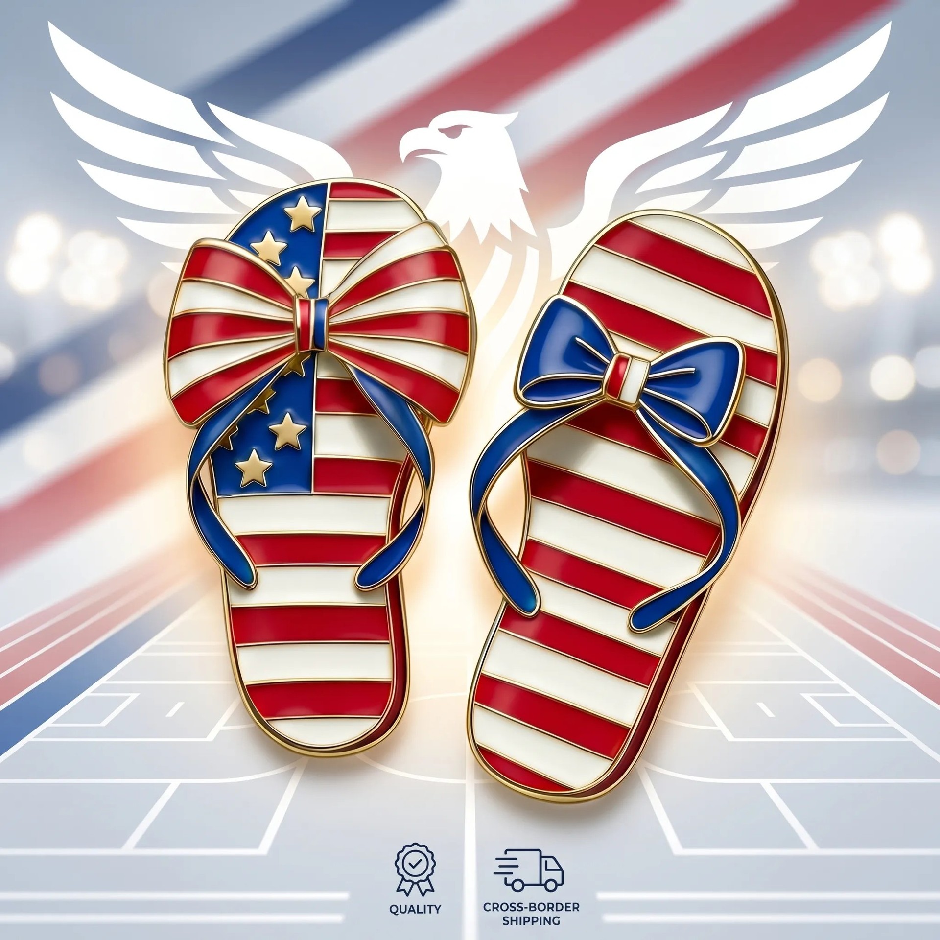 American Flag Flip-Flop Couple Brooches, Independence Day Themed Enamel Pins for Best Friends, Holiday Accessories Wholesale