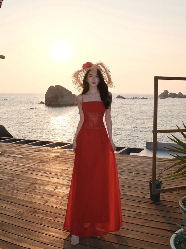 Navy red strapless dress for women, with a unique design, stunning and subtly luxurious long dress