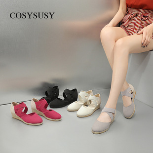�ӹ����ƴ�������龎�¸�Ь�A�^���eŮʽ��ЬESPADRILLES WEDGES