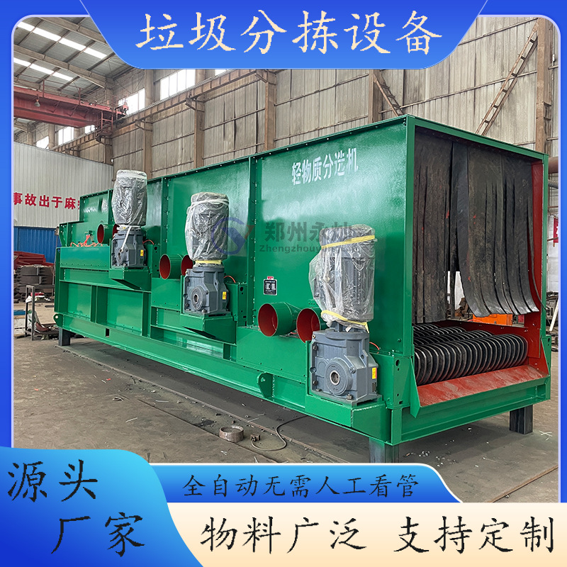 风选筛城市固废轻物质分离塑料薄膜,石料分离装修垃圾处置生产线